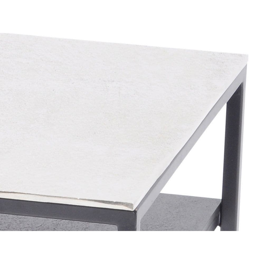 Argenta Silver Metal Side Table with Shelf – image 2