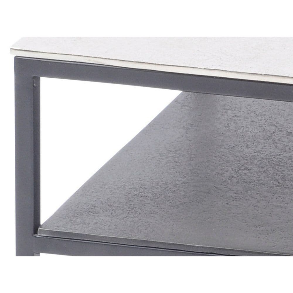 Argenta Silver Metal Side Table with Shelf – image 3