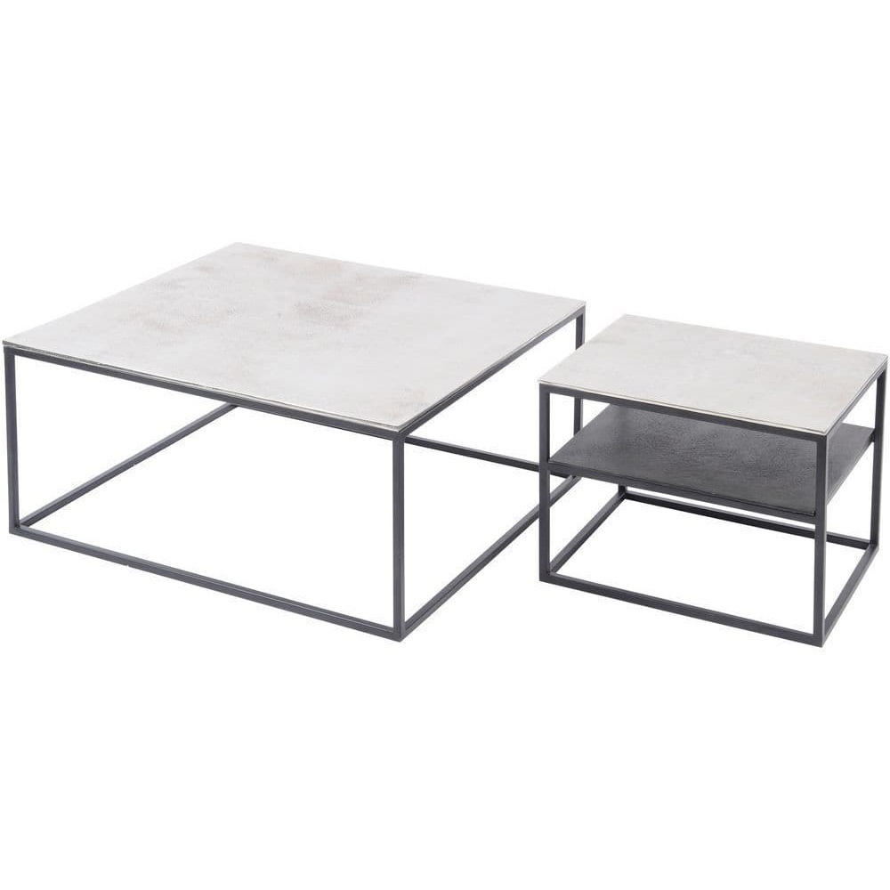 Argenta Silver Metal Side Table with Shelf – image 4