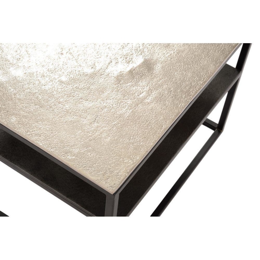 Argenta Silver Metal Side Table with Shelf – image 5