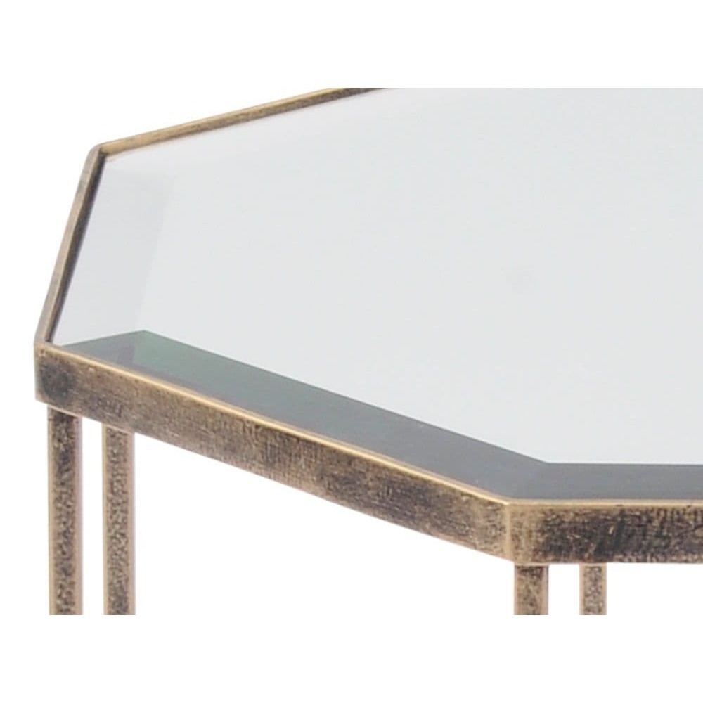 Fulbrook Mirror Top Octagonal Side Table in Antique Gold – image 2