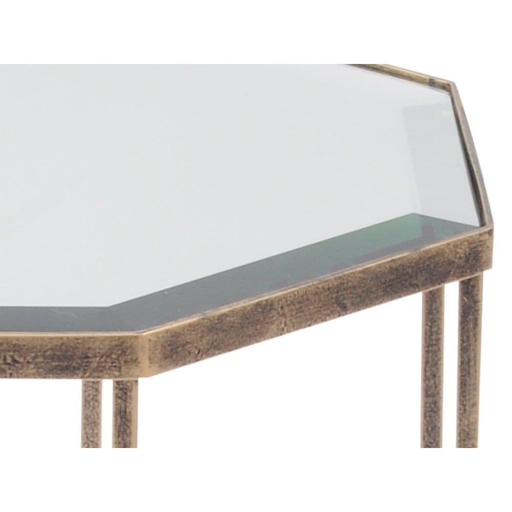 Fulbrook Mirror Top Octagonal Side Table in Antique Gold – image 3
