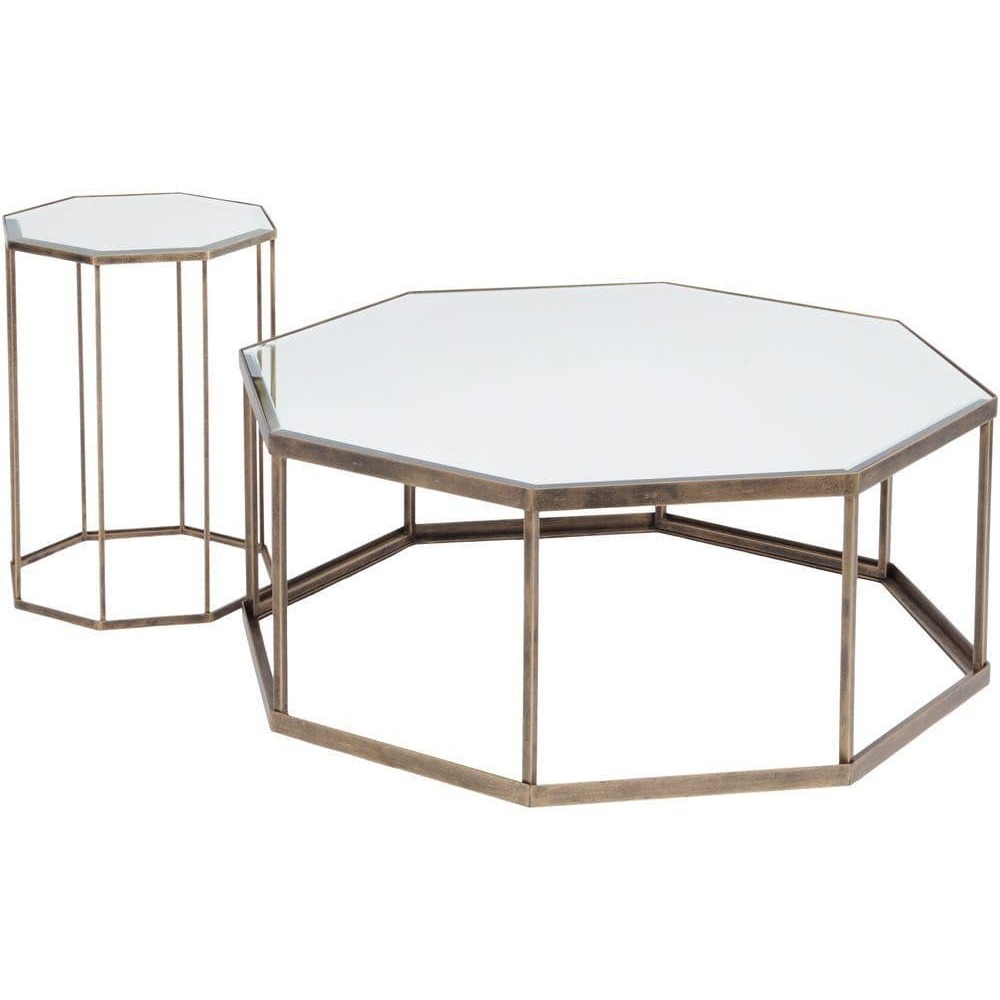 Fulbrook Mirror Top Octagonal Side Table in Antique Gold – image 4