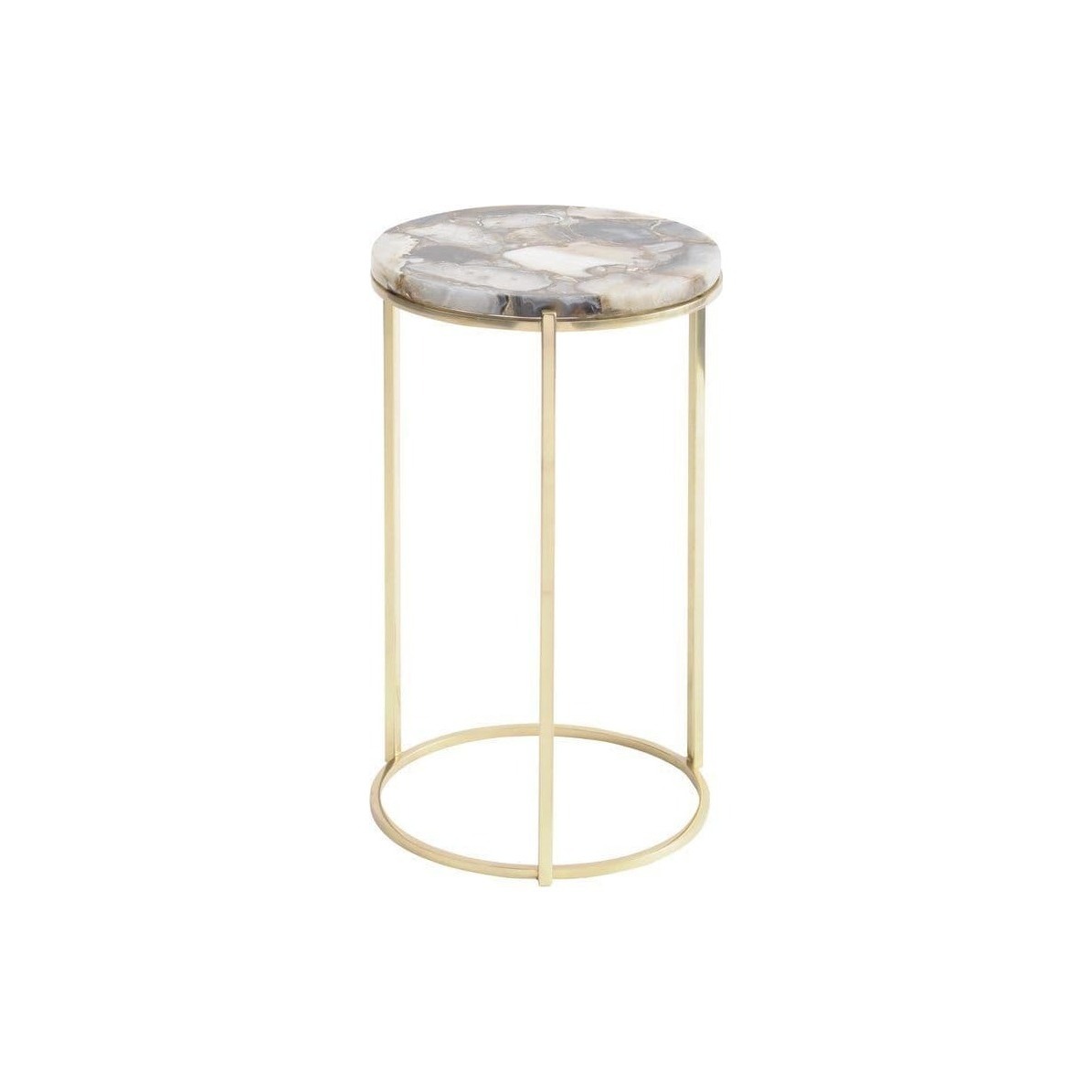 Meso Agate Round Side Table with Brass Frame – image 1
