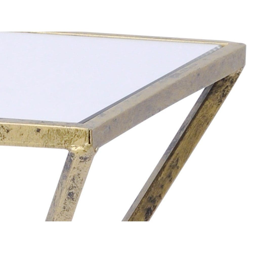 Rhonda Antique Gold Mirrored Side Table – image 2