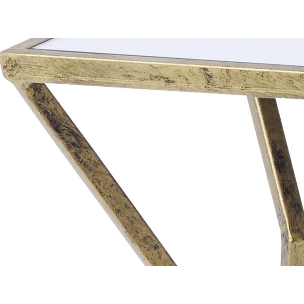 Rhonda Antique Gold Mirrored Side Table – image 3