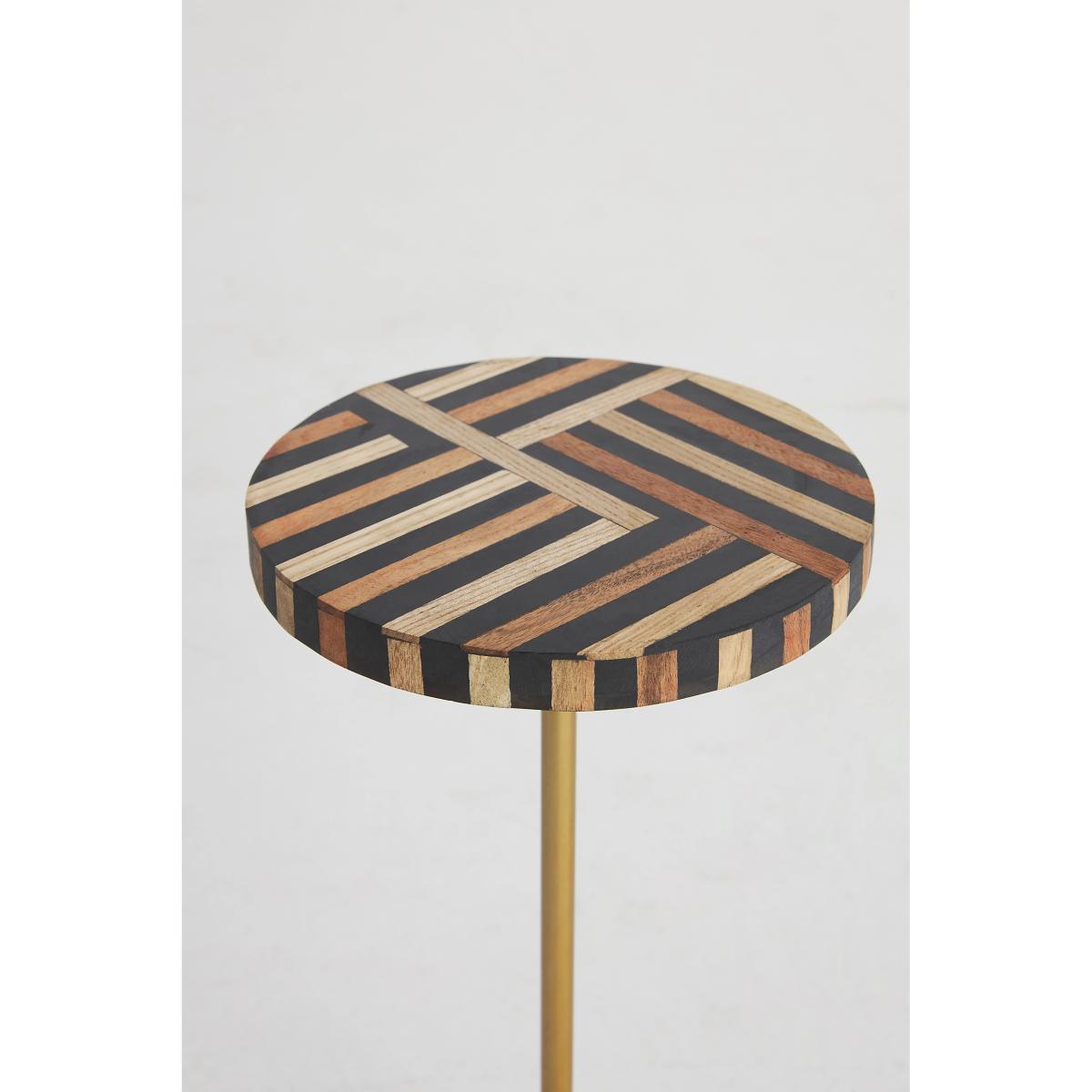 Optical Wood Inlay End Table – image 2