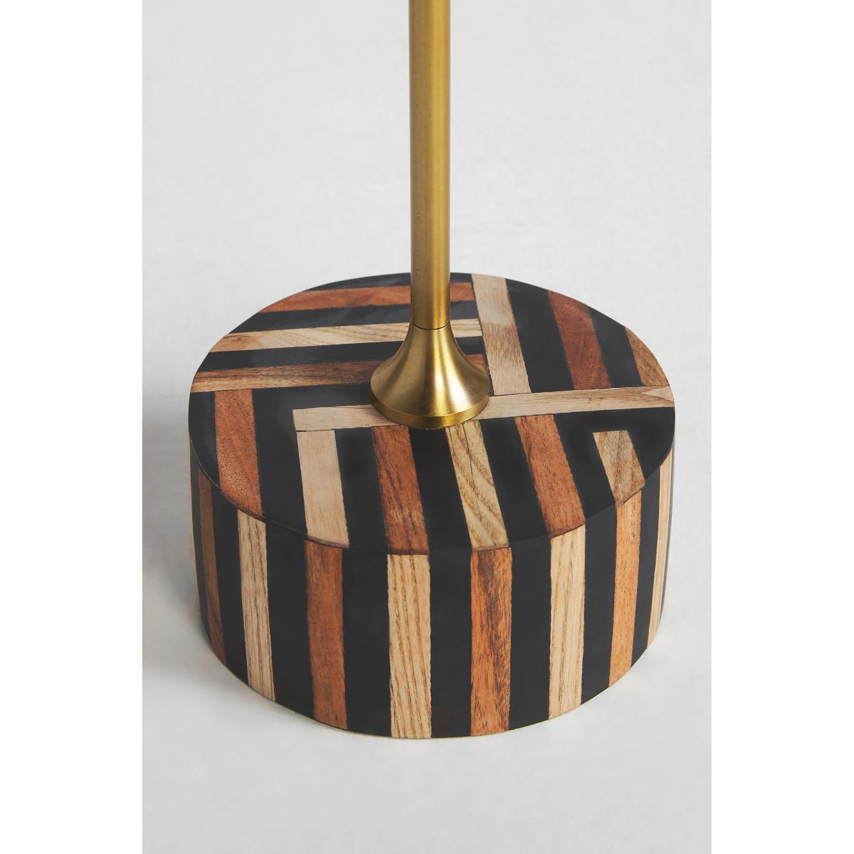 Optical Wood Inlay End Table – image 3