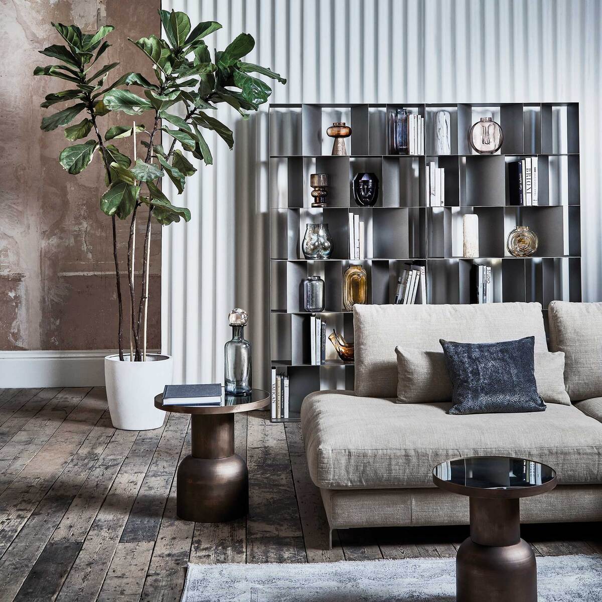 Small Burnished Metal Side Table – image 2