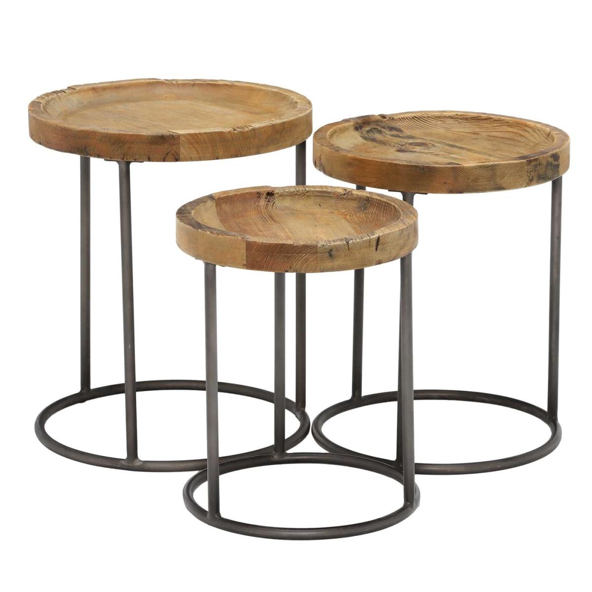 Keeler Set Of 3 Reclaimed Round Tables, Neutral | Barker & Stonehouse – image 3