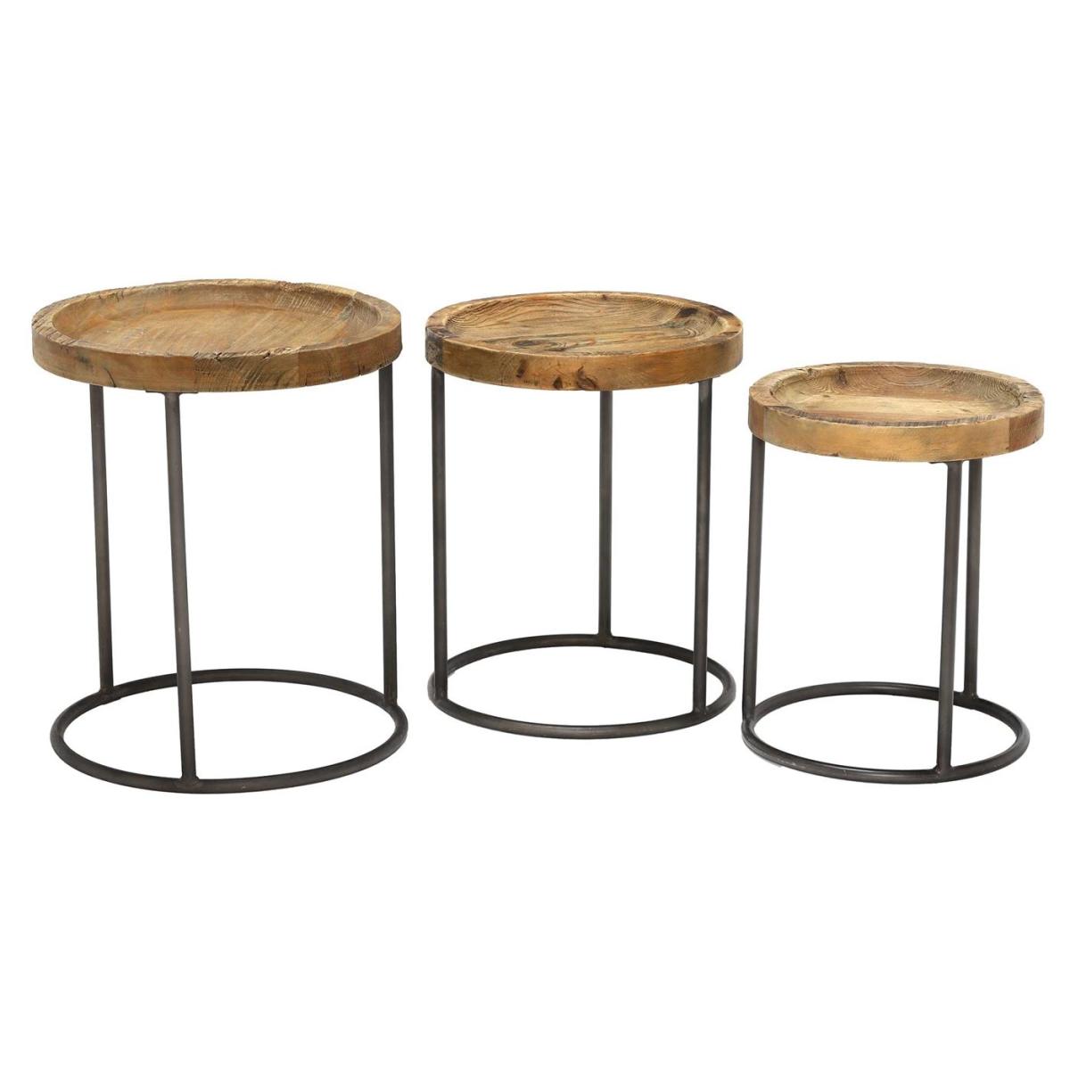 Keeler Set Of 3 Reclaimed Round Tables, Neutral | Barker & Stonehouse – image 4