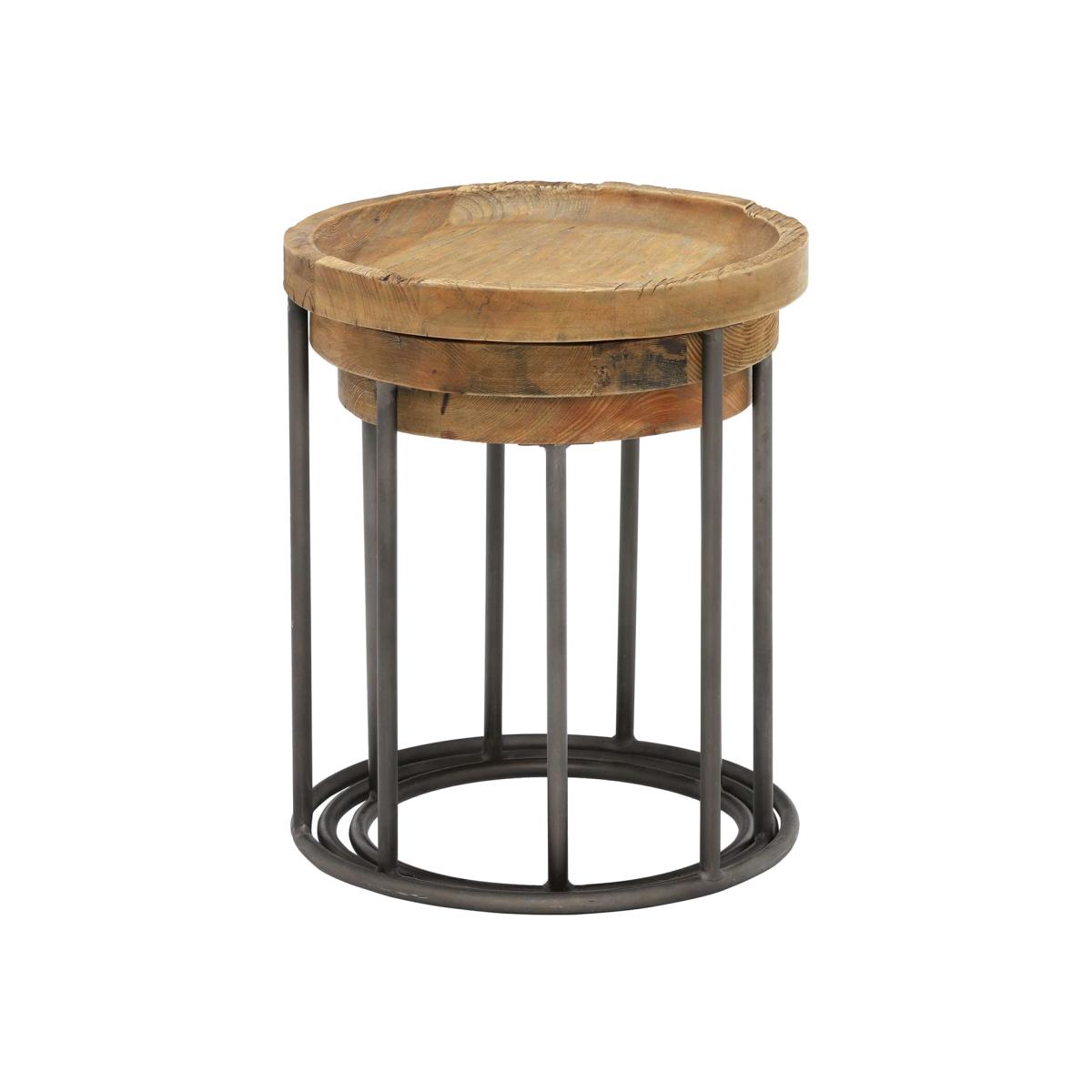 Keeler Set Of 3 Reclaimed Round Tables, Neutral | Barker & Stonehouse – image 1