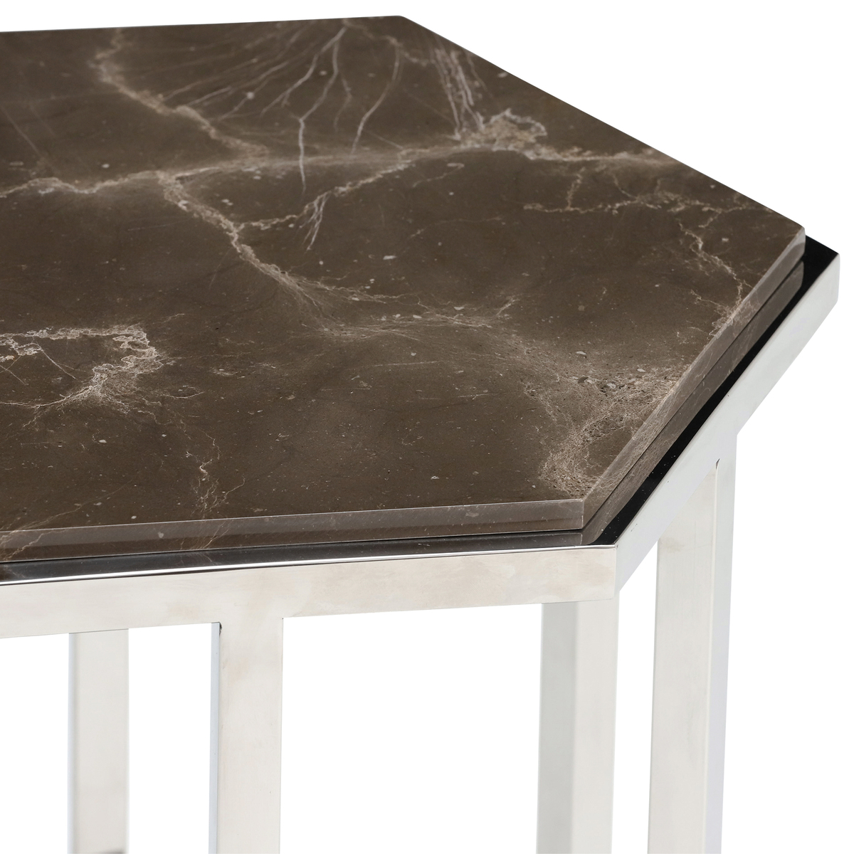 Hexagonal Marble Accent Table, Amani Dark – image 3