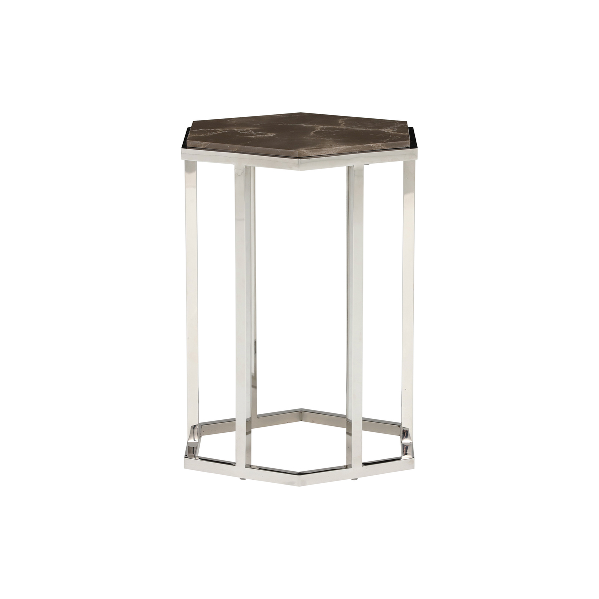 Hexagonal Marble Accent Table, Amani Dark – image 2