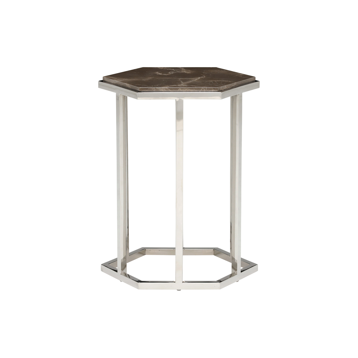 Hexagonal Marble Accent Table, Amani Dark – image 1