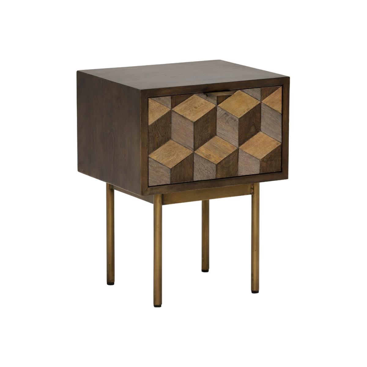 Facet 1 Drawer Bedside Table, Brown Mango Wood | Barker & Stonehouse – image 1