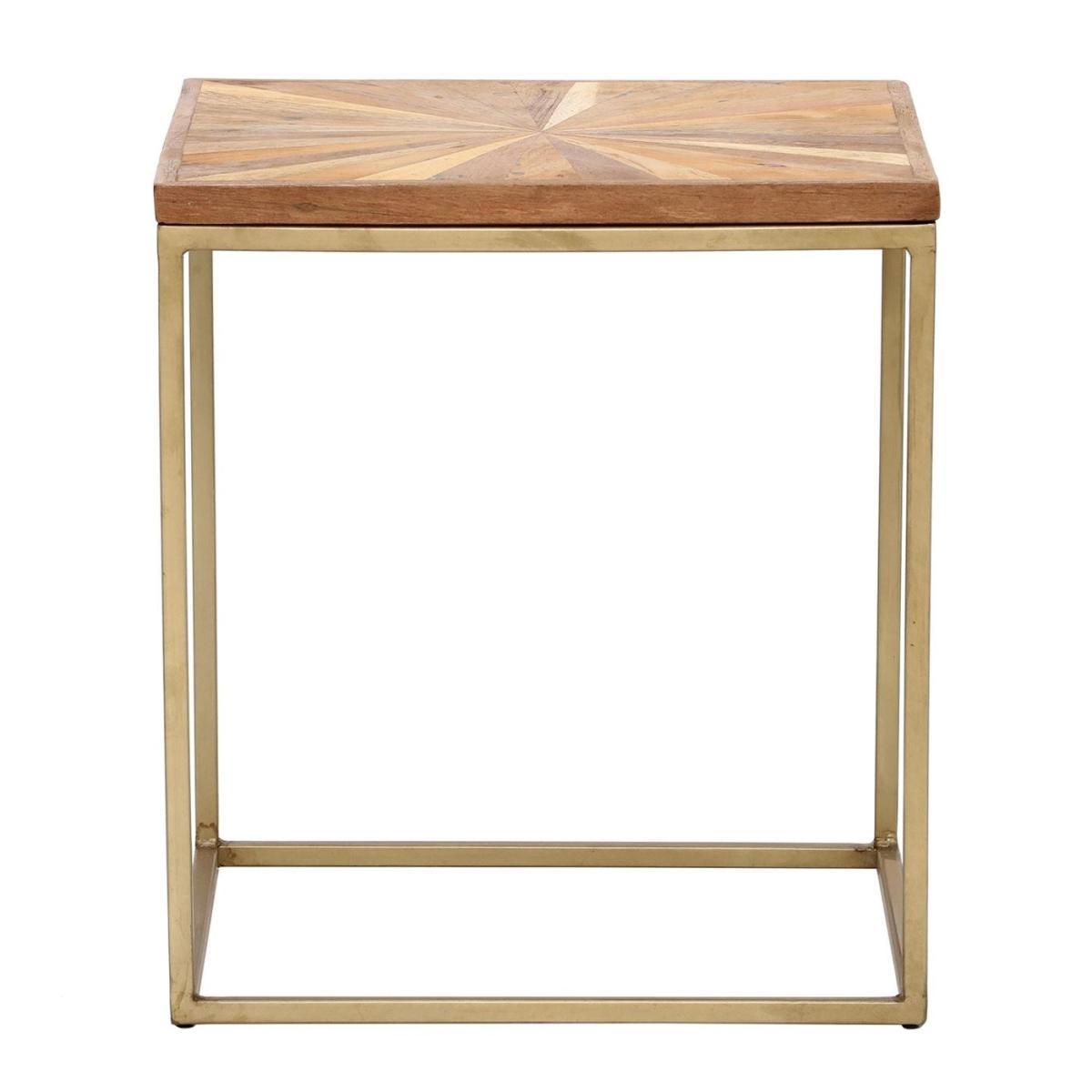 Jupiter Side Table, Wood Top With Antique Brass Leg – image 2