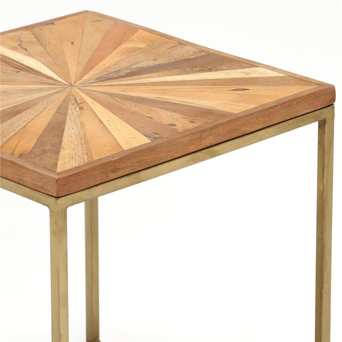 Jupiter Side Table, Wood Top With Antique Brass Leg – image 3