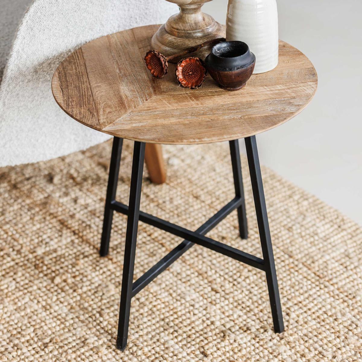 Brixton Lamp Table, Round, Brown | Barker & Stonehouse – image 2