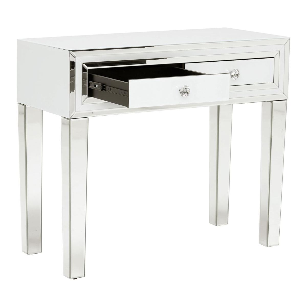 Krystal 2 Drawer Dressing Table, White Glass | Barker & Stonehouse – image 3