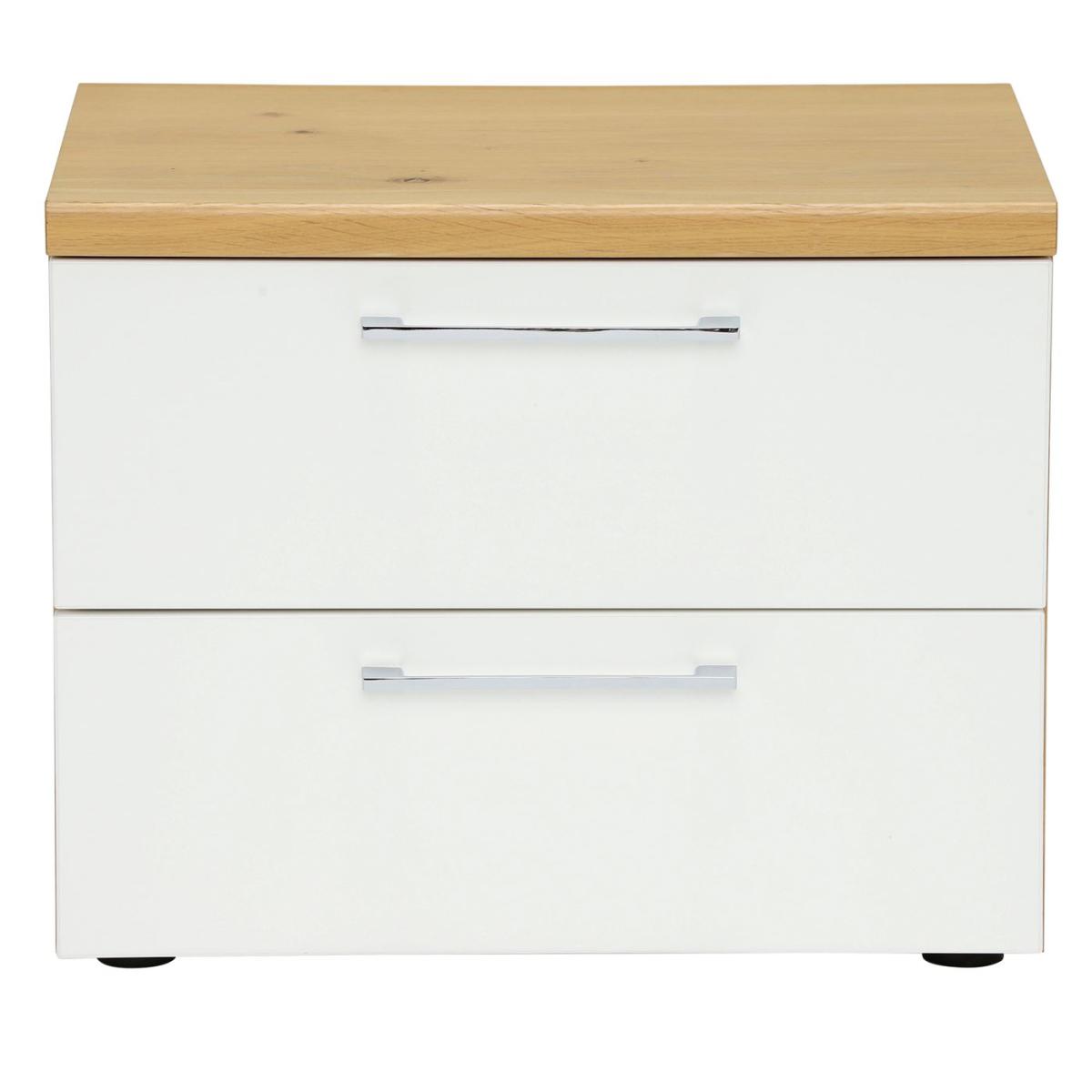 Modello 2 Drawer Bedside Table, White Wood | Barker & Stonehouse – image 2