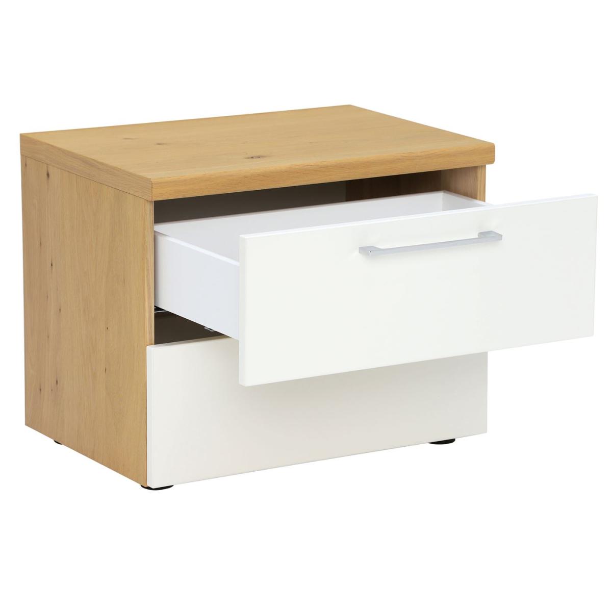 Modello 2 Drawer Bedside Table, White Wood | Barker & Stonehouse – image 3