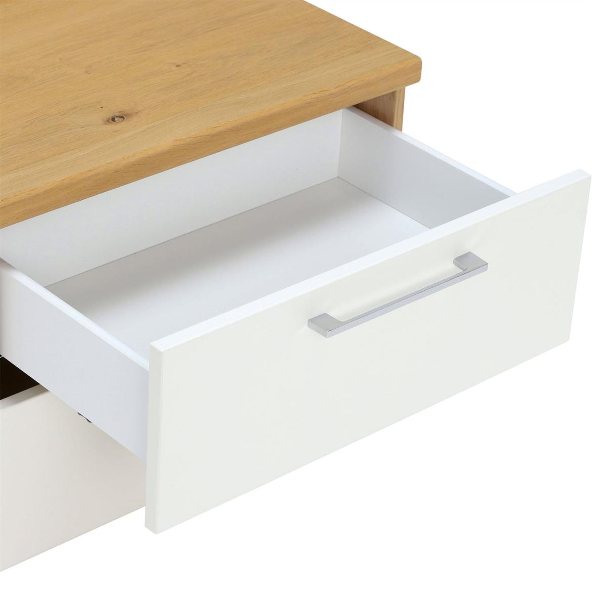 Modello 2 Drawer Bedside Table, White Wood | Barker & Stonehouse – image 4
