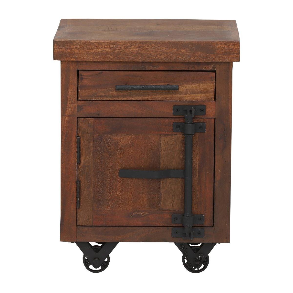Little Tree Furniture Hyatt Reclaimed Wood Side Table on Wheels, Neutral | Little Tree Furniture – image 2