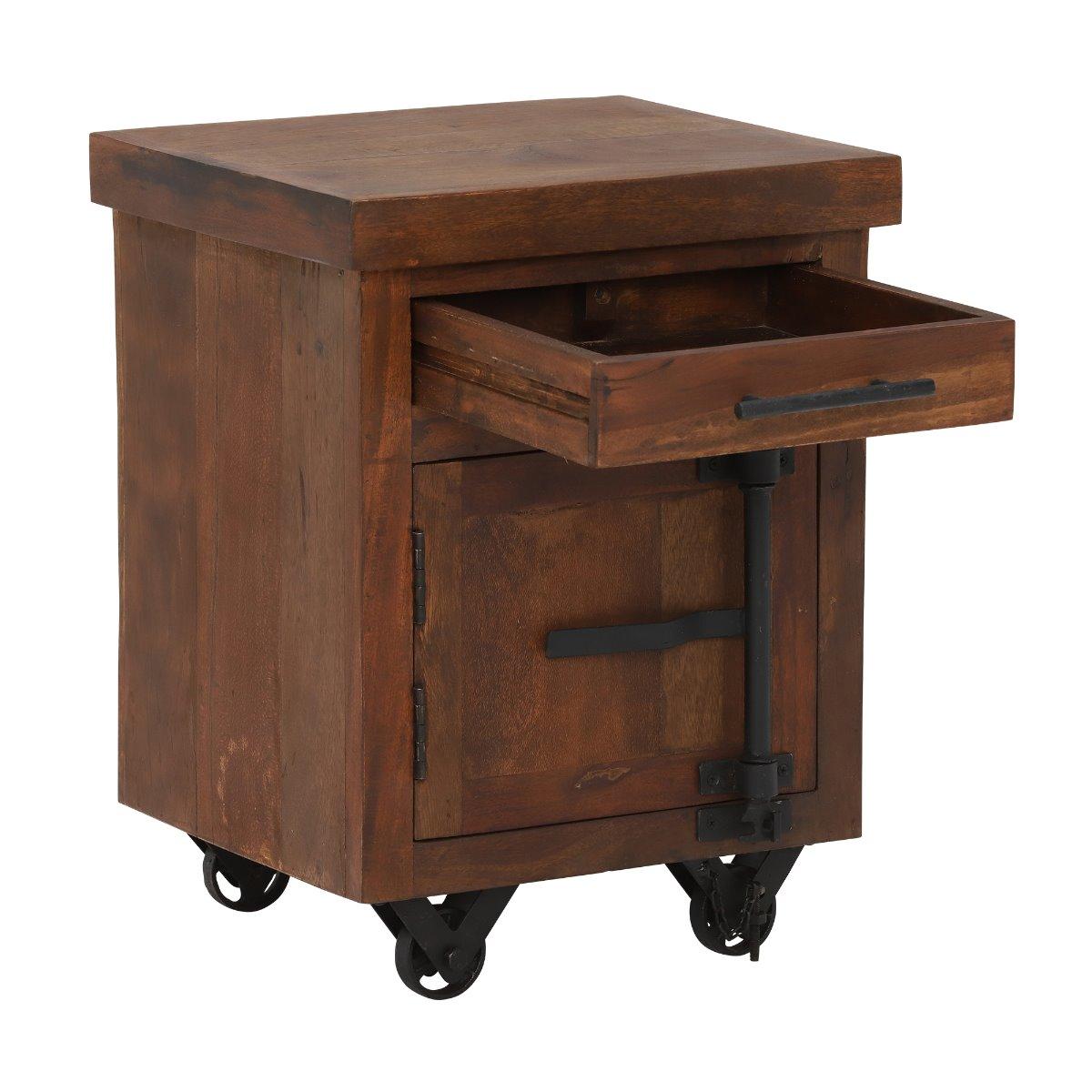 Little Tree Furniture Hyatt Reclaimed Wood Side Table on Wheels, Neutral | Little Tree Furniture – image 3