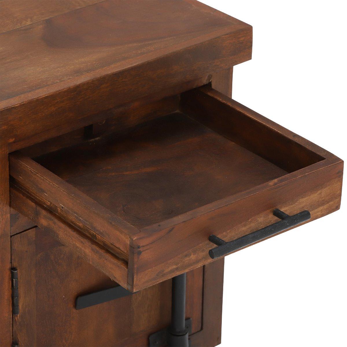 Little Tree Furniture Hyatt Reclaimed Wood Side Table on Wheels, Neutral | Little Tree Furniture – image 4