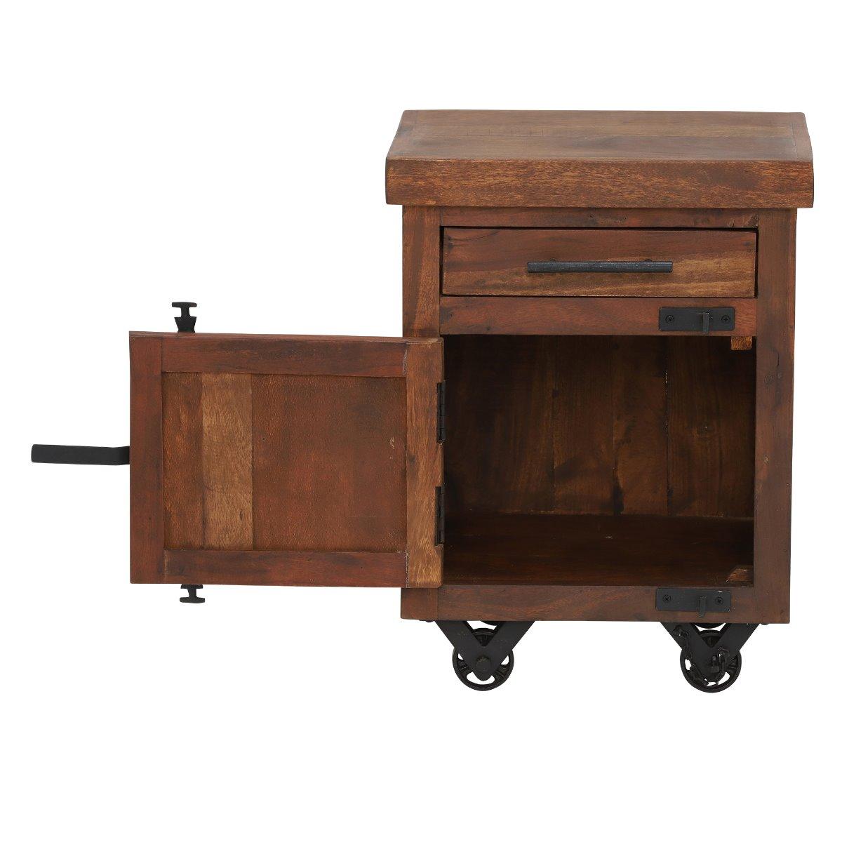 Little Tree Furniture Hyatt Reclaimed Wood Side Table on Wheels, Neutral | Little Tree Furniture – image 5
