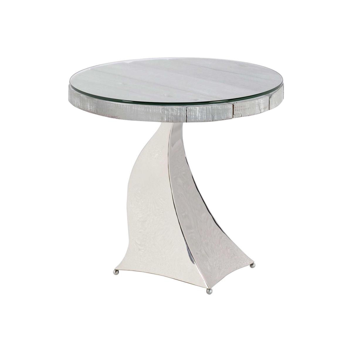 Caspian Promesse Reclaimed Wood Round Side Table, Grey | Barker & Stonehouse – image 1
