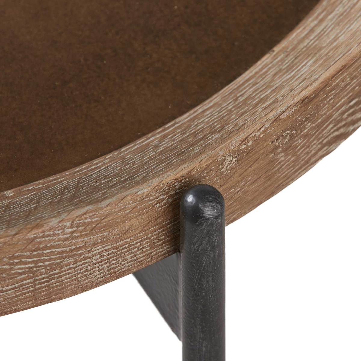 Zeke Round 55cm Side Table, Light Brass and Oak – image 5