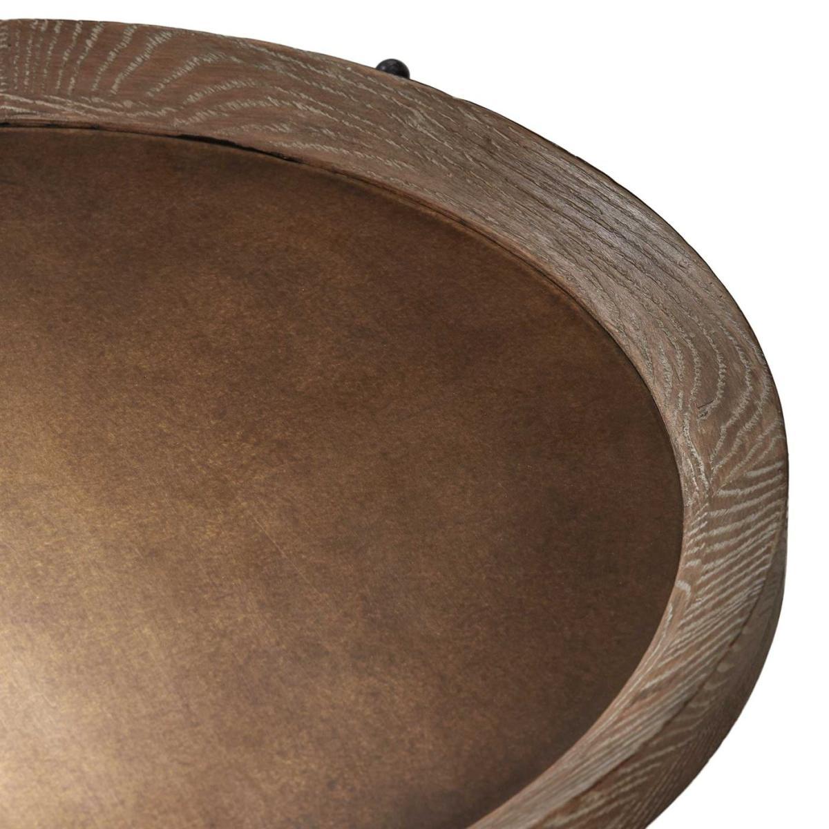 Zeke Round 65cm Side Table, Light Brass and Oak – image 4