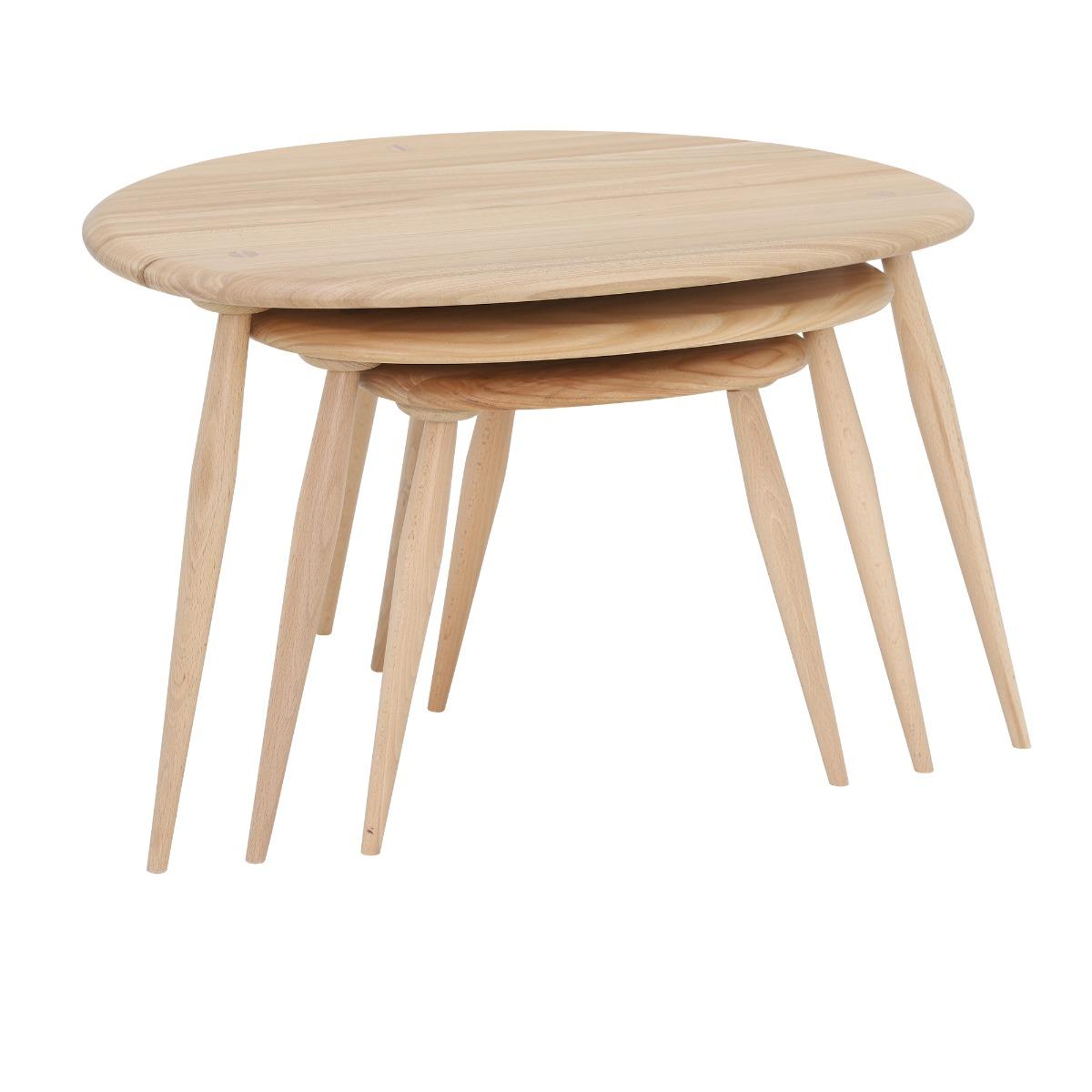 Ercol Collection Pebble Nest of Tables, Neutral Wood | Ercol – image 2
