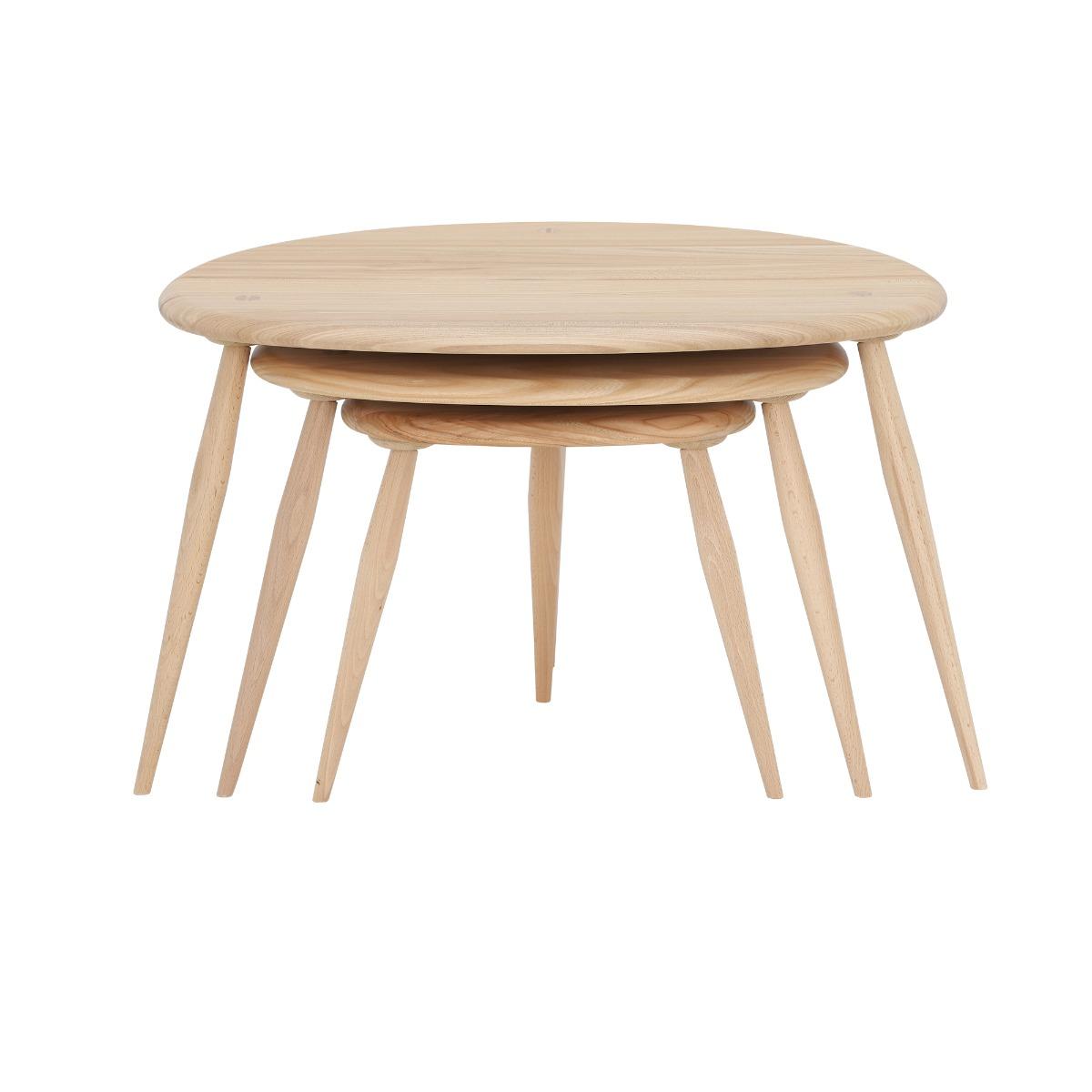 Ercol Collection Pebble Nest of Tables, Neutral Wood | Ercol – image 3