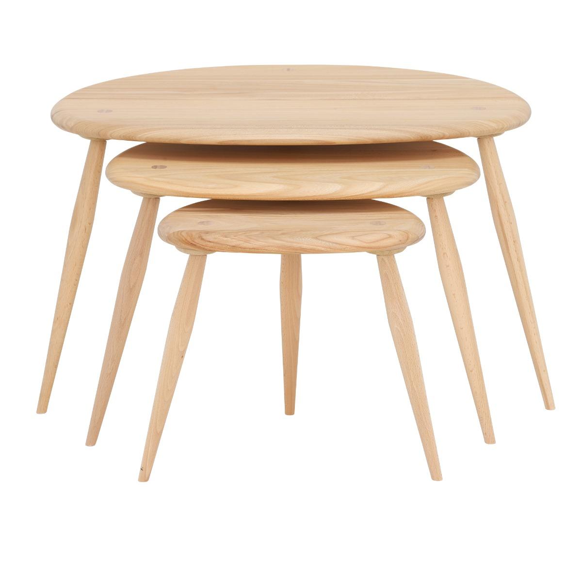 Ercol Collection Pebble Nest of Tables, Neutral Wood | Ercol – image 4