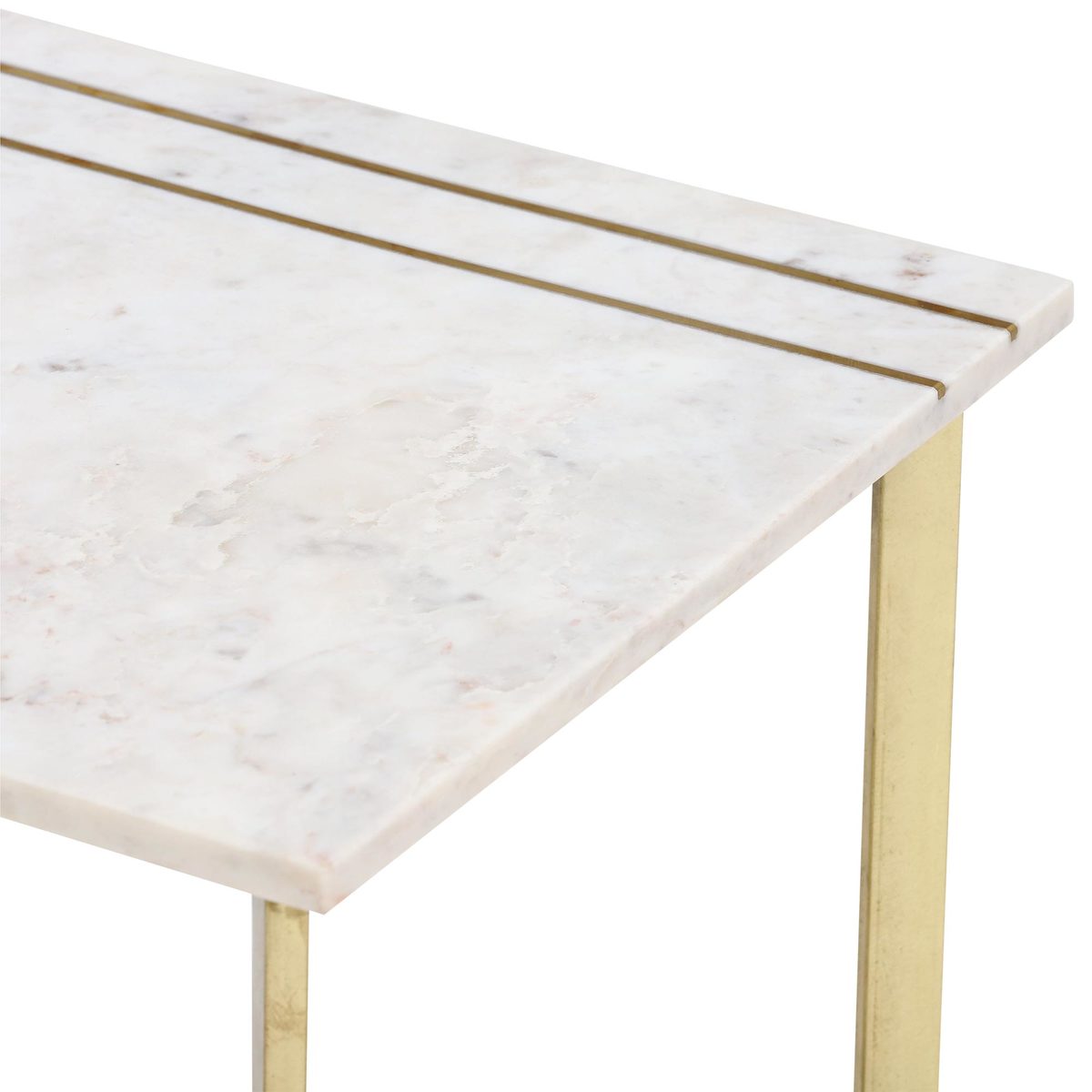 Lillian Side Table, White Marble With Brass Leg – image 4