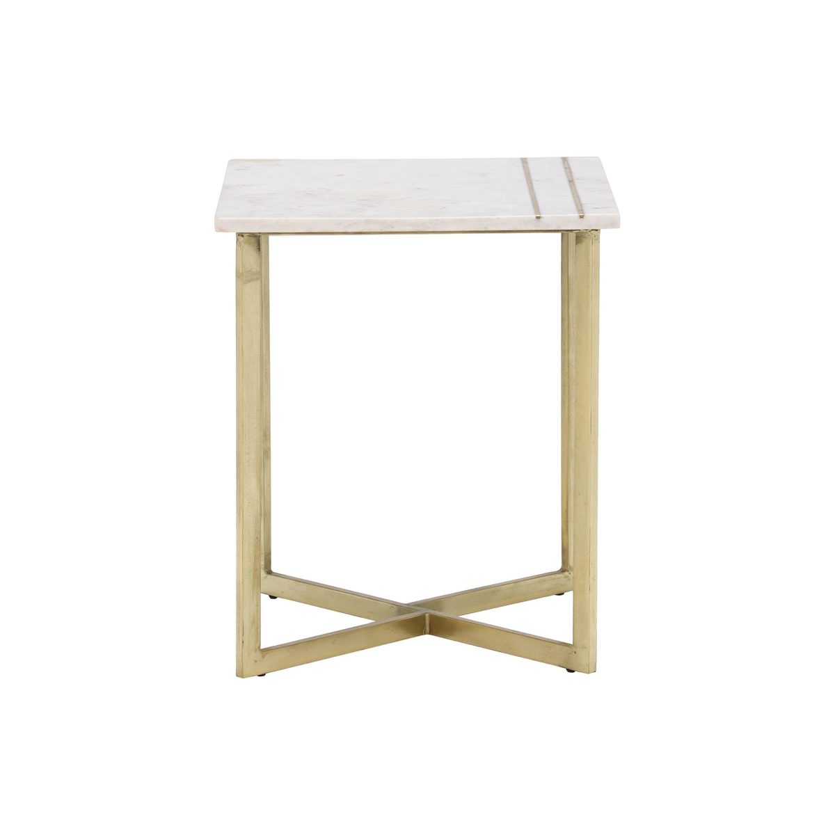Lillian Side Table, White Marble With Brass Leg – image 2