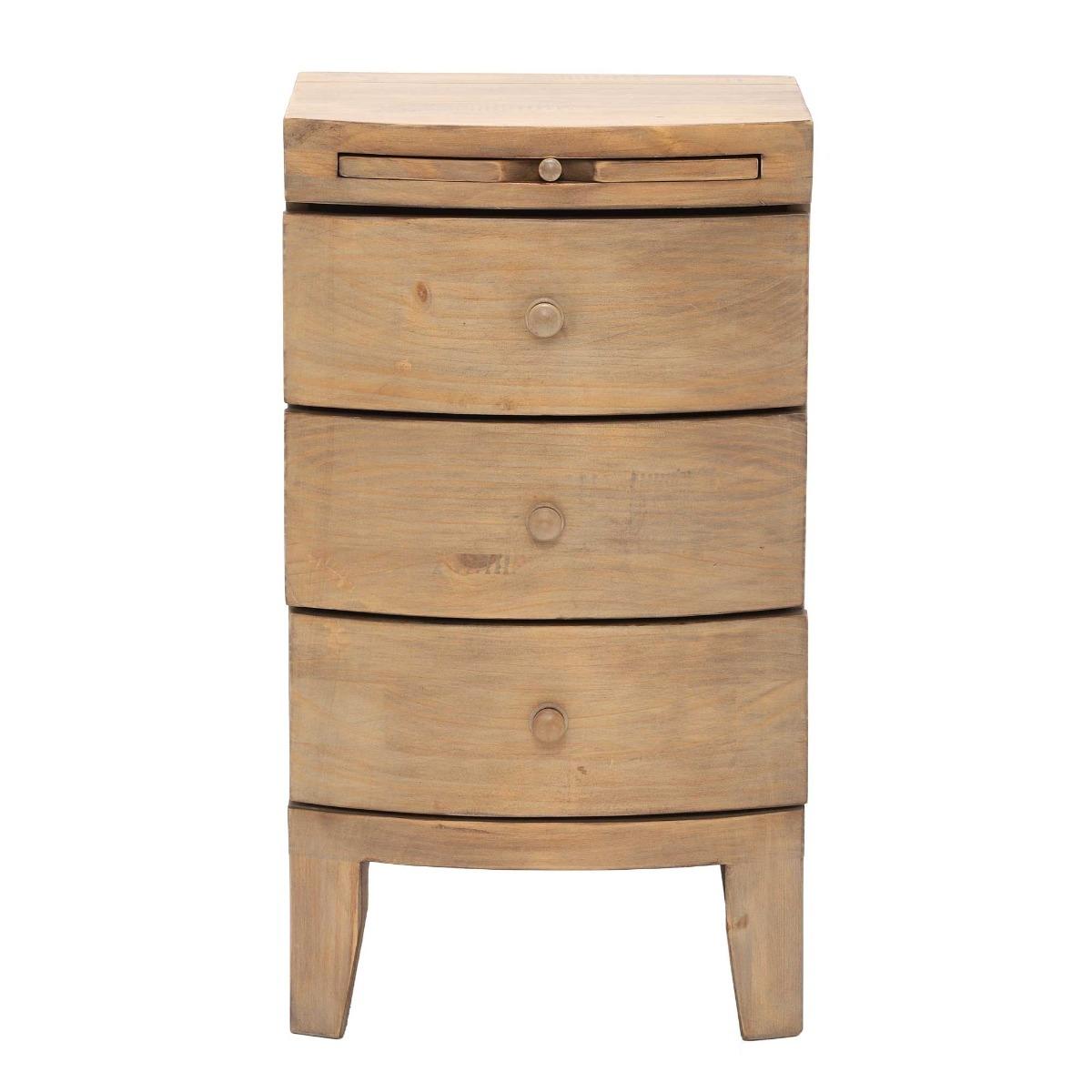 Lewes Reclaimed Wood 3 Drawer Bedside Table, Brown | Barker & Stonehouse – image 3
