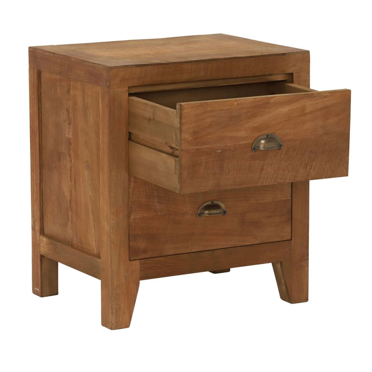 Tambora Wide 2 Drawer Bedside Table, Brown Wood | Barker & Stonehouse – image 3