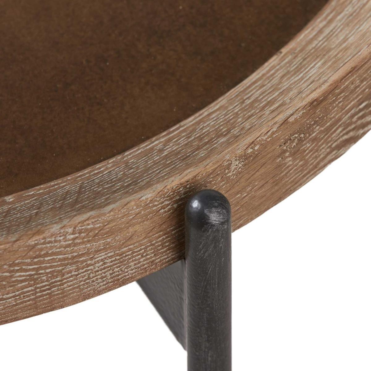 Zeke Round 55cm Side Table, Light Brass and Oak – image 5