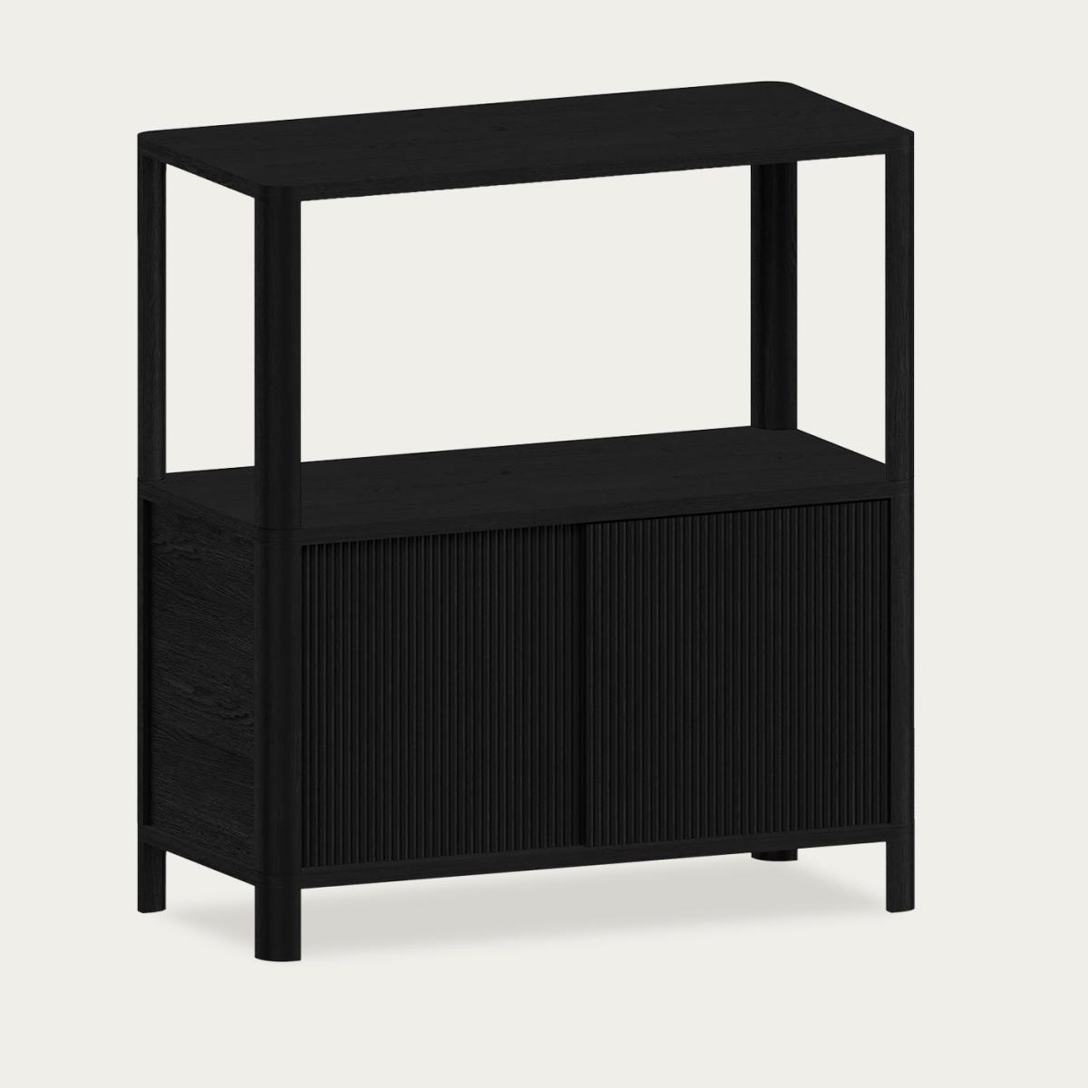 Black Cloe Side Table with Black Wood Doors