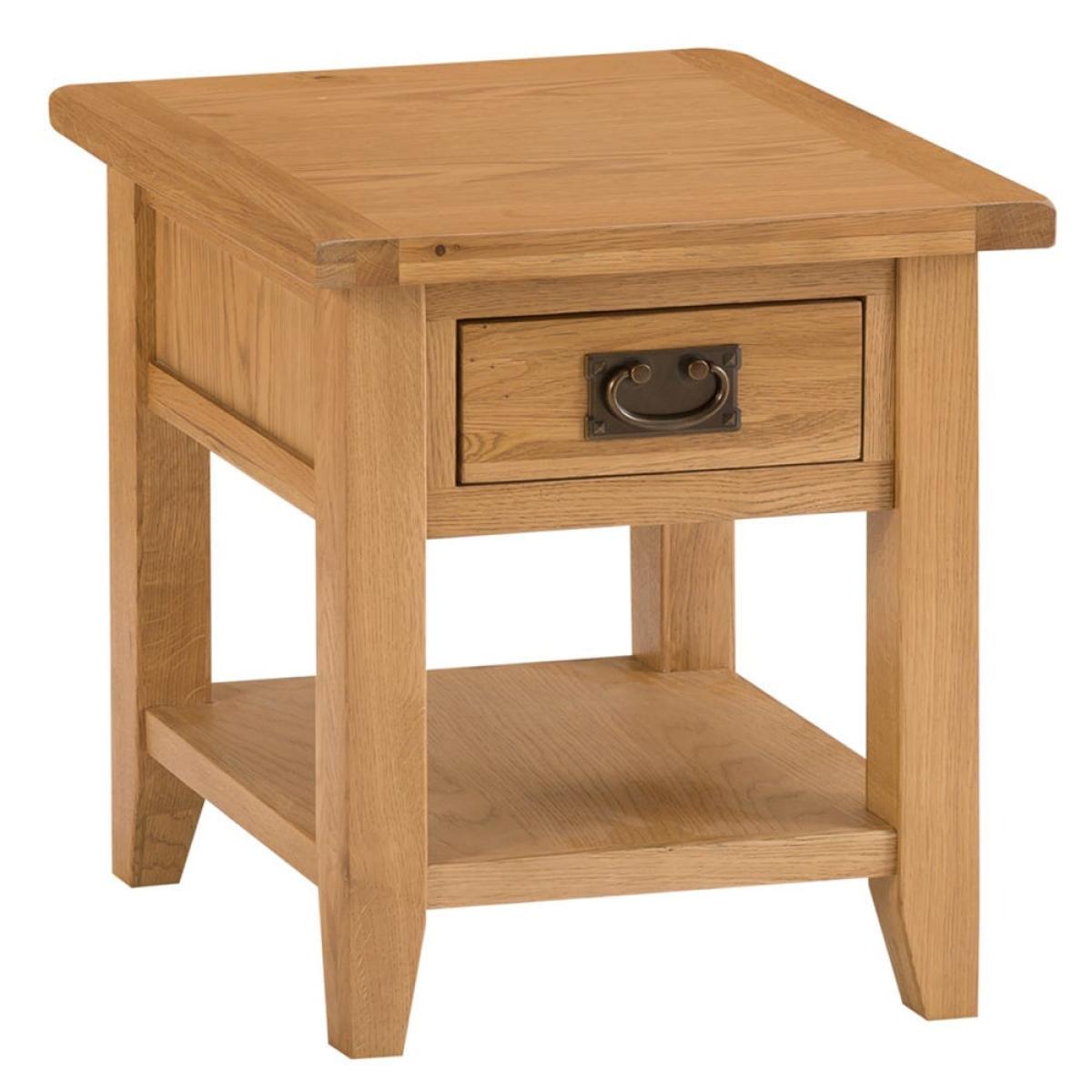 Rustic Oak 1 Drawer Large Lamp Table – image 2