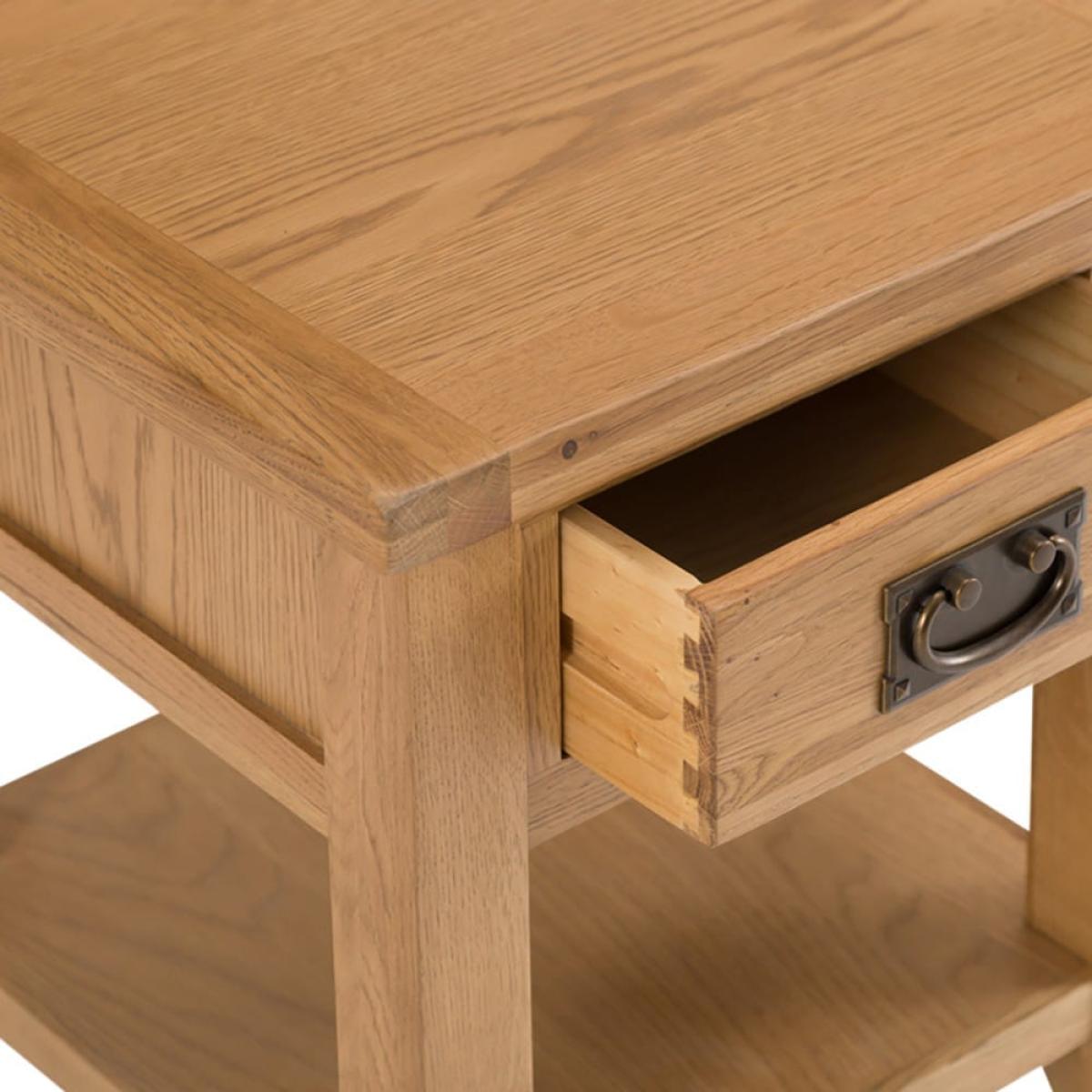 Rustic Oak 1 Drawer Large Lamp Table – image 4