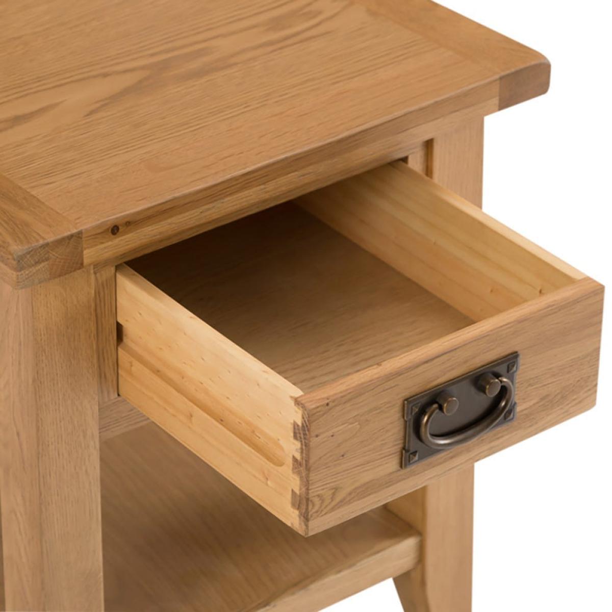 Rustic Oak 1 Drawer Large Lamp Table – image 5