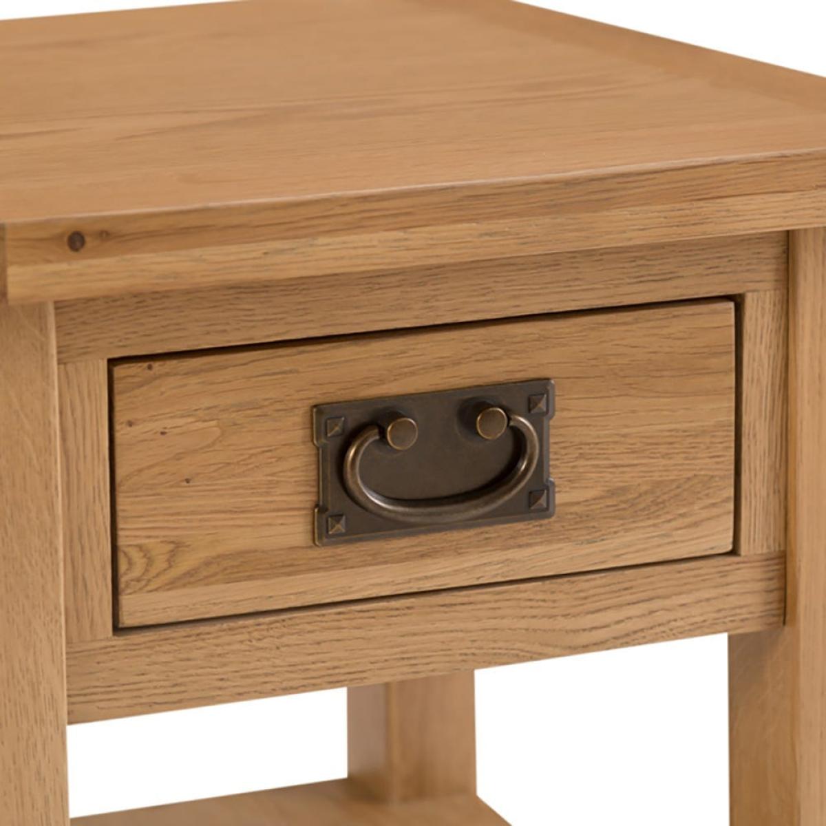 Rustic Oak 1 Drawer Large Lamp Table – image 6