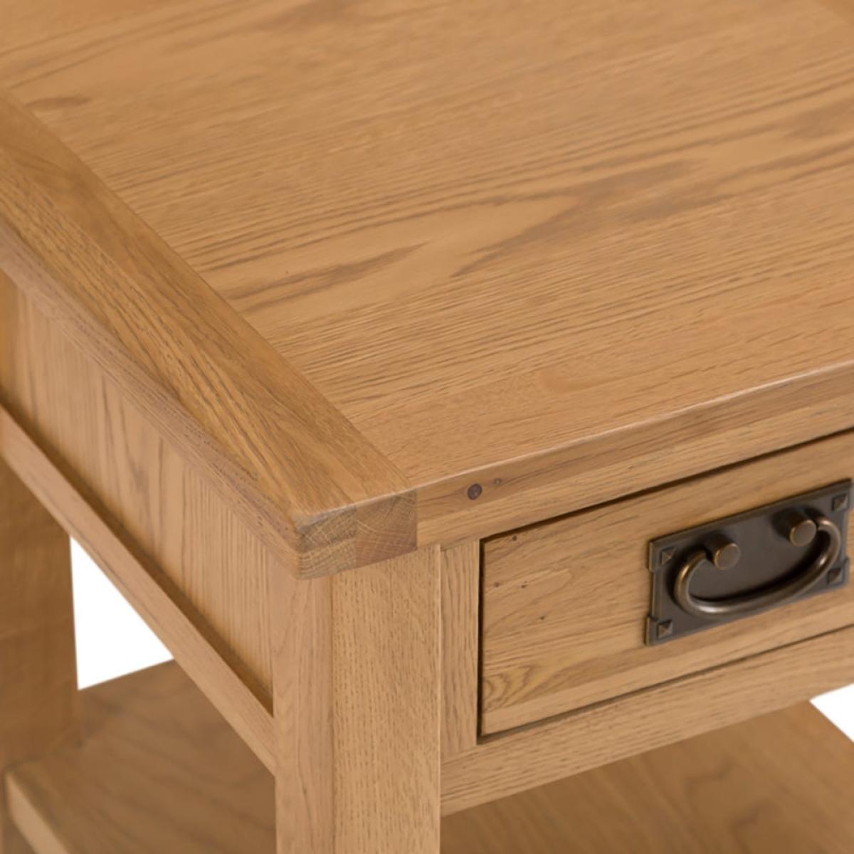 Rustic Oak 1 Drawer Large Lamp Table – image 7