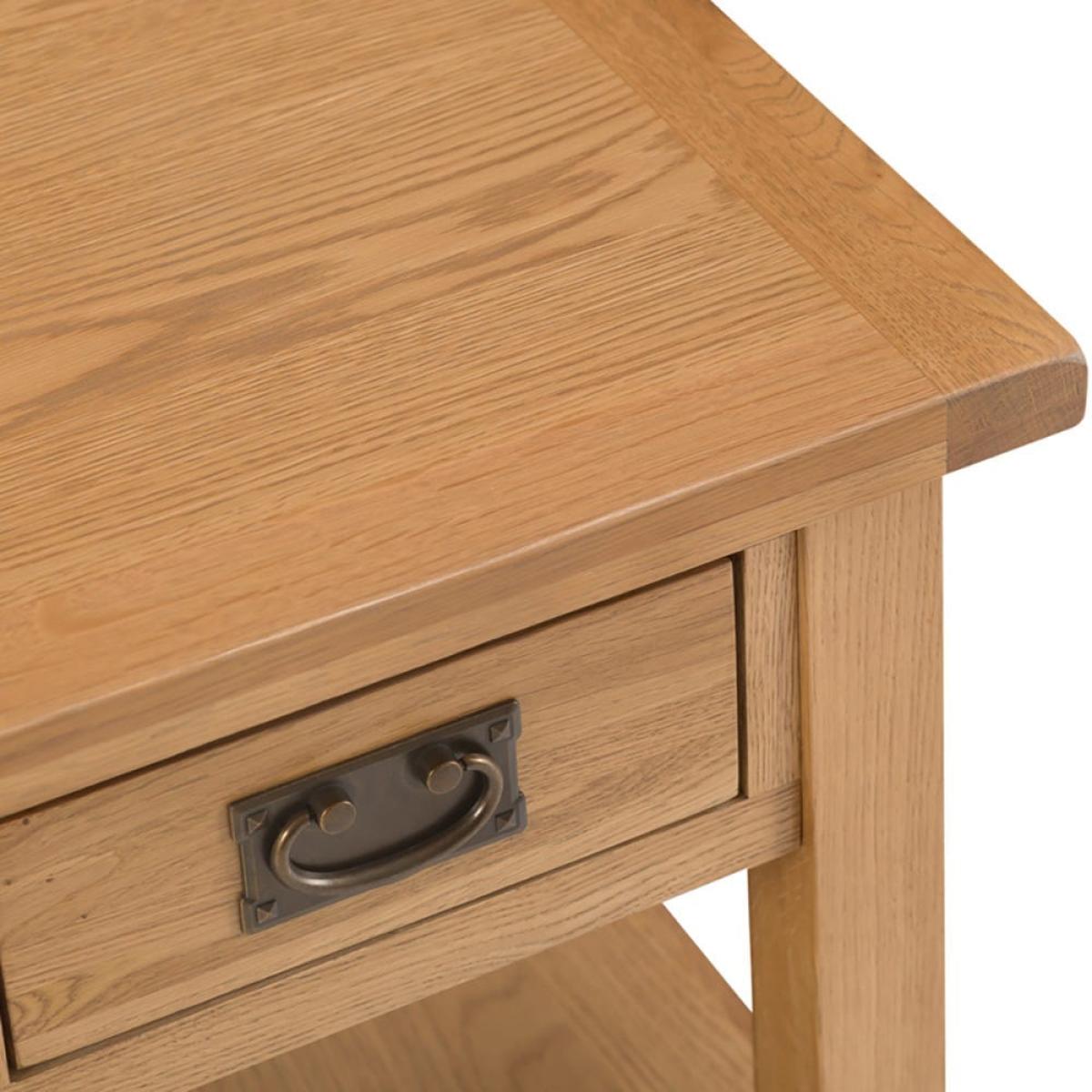 Rustic Oak 1 Drawer Large Lamp Table – image 8