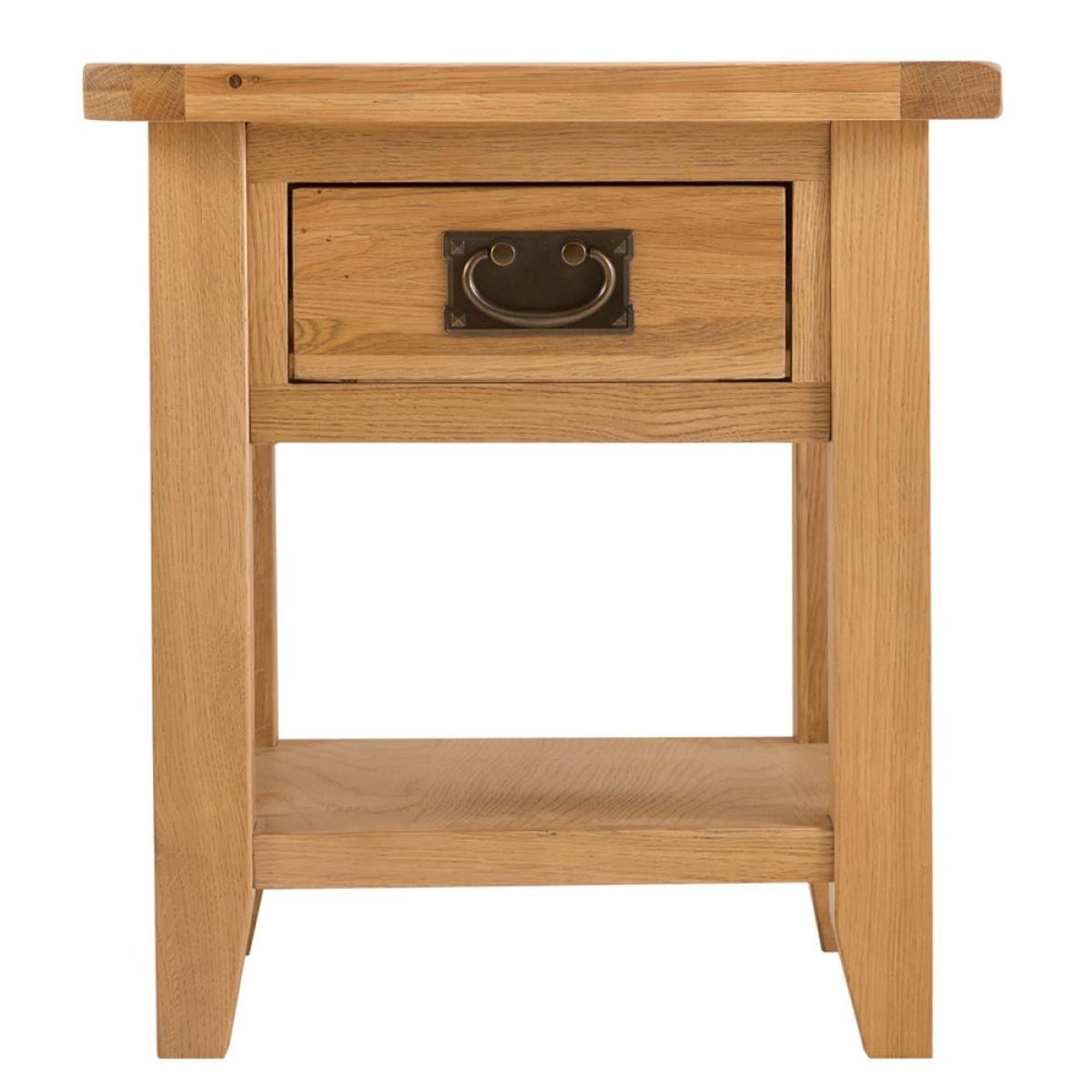 Rustic Oak 1 Drawer Large Lamp Table – image 9